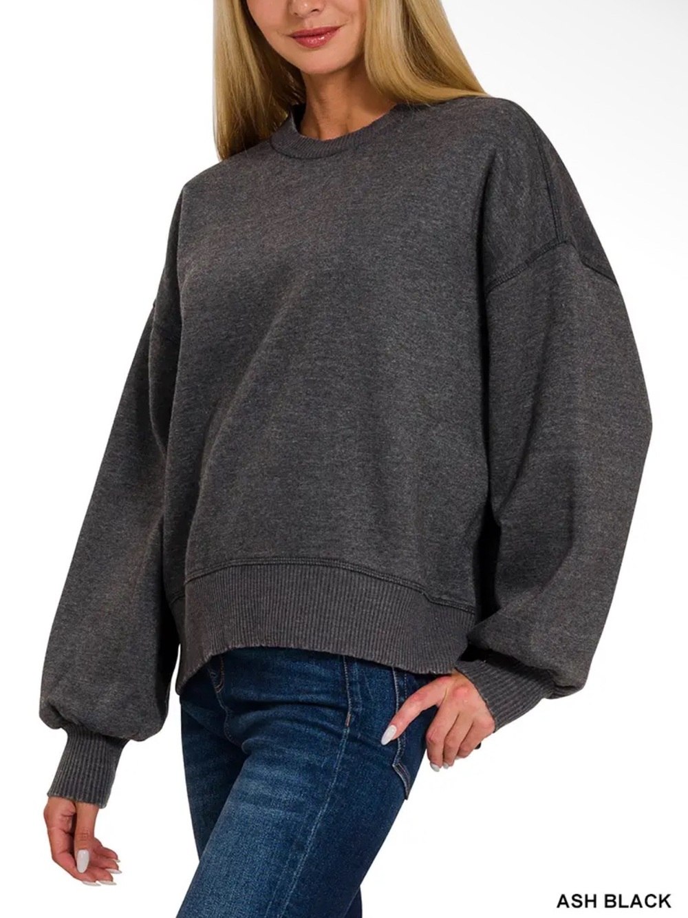 Ash Black Oversized Crewneck pullover Sweater - Women